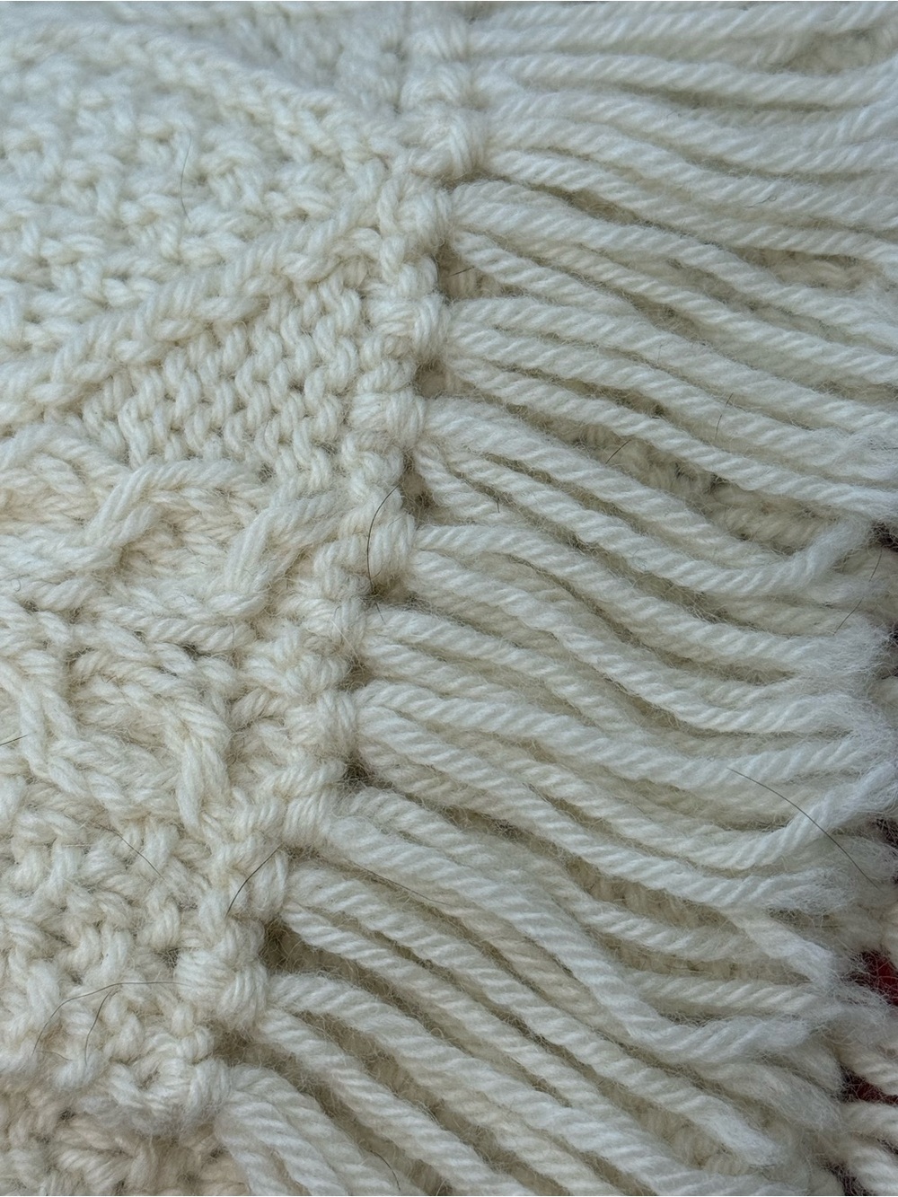 Brooks Brothers Wool Cable Knit Fringe Scarf — 70" x 9" Made In N Ireland